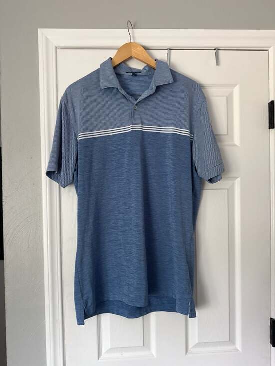 Peter Millar Other - Peter Millar Crown Crafted Performance Polo Blue Striped Texture Shirt